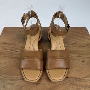 New Womens BOC By Born Waverly Brown Faux Leather Strappy Heeled Sandals Size 7